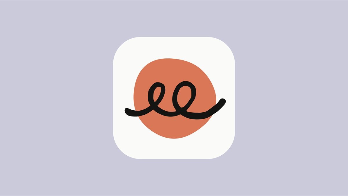 Ícone do app Claude Duet, um traço preto em laço sobre um círculo laranja, em fundo lilás